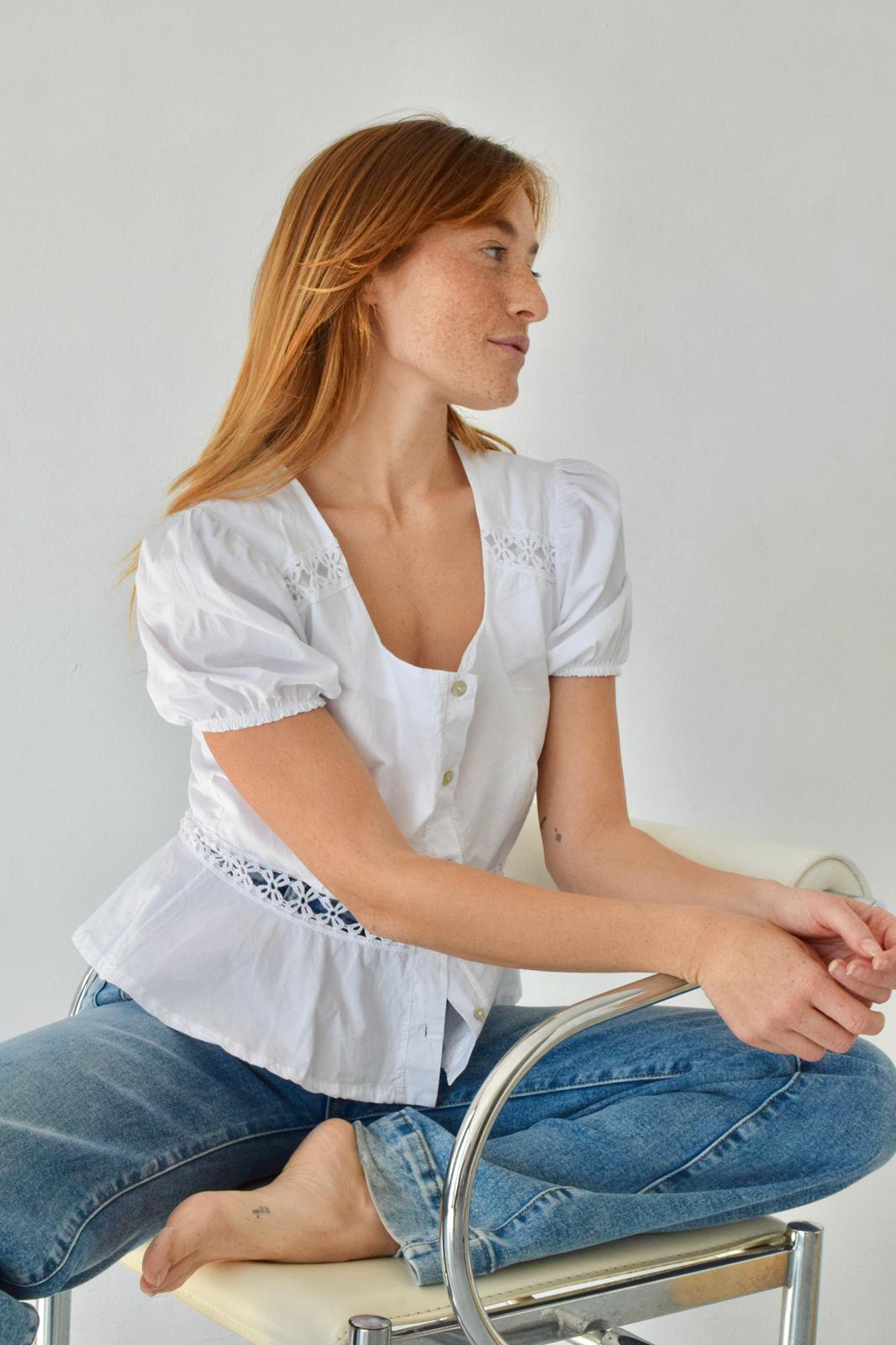 Blusa Roma Manga Corta Blanca