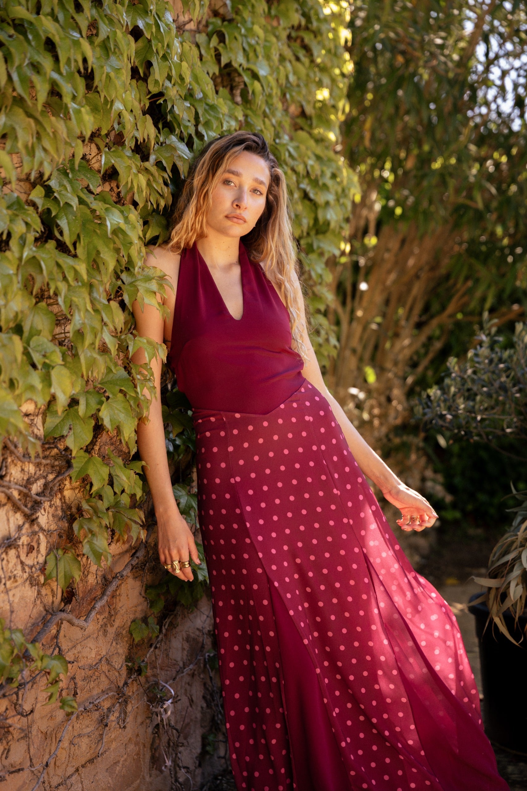 Robe Kala Pois Bordeaux
