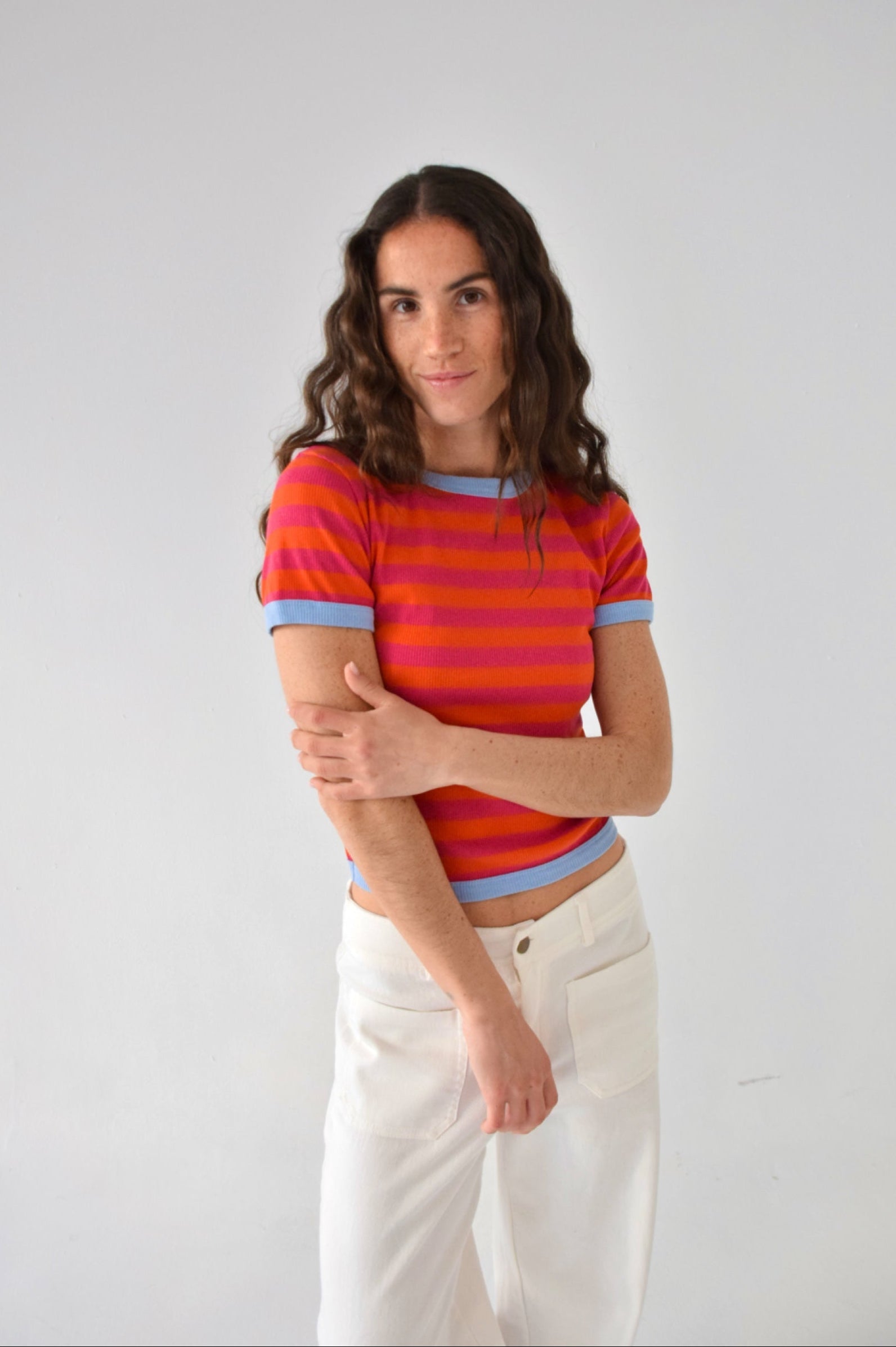Orange And Fuchsia Tiara Top