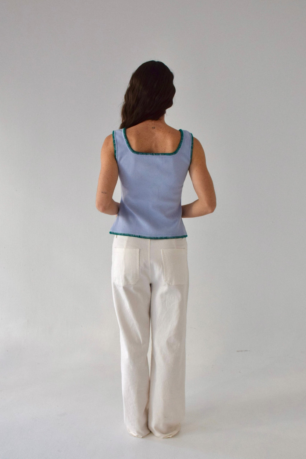 Top Miriam Light Blue and Green
