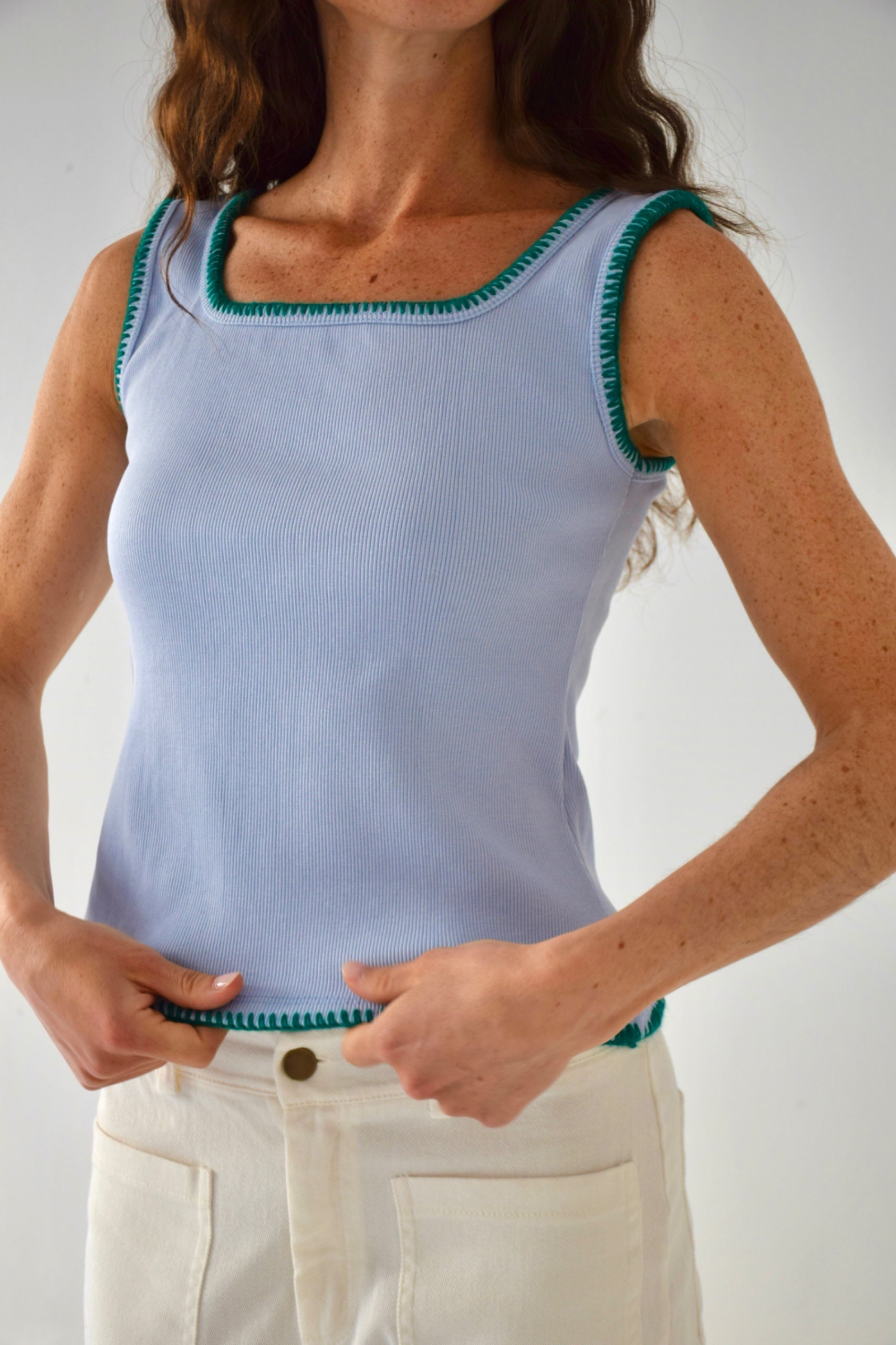 Top Miriam Light Blue and Green