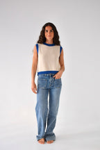 Top Laila White and Blue