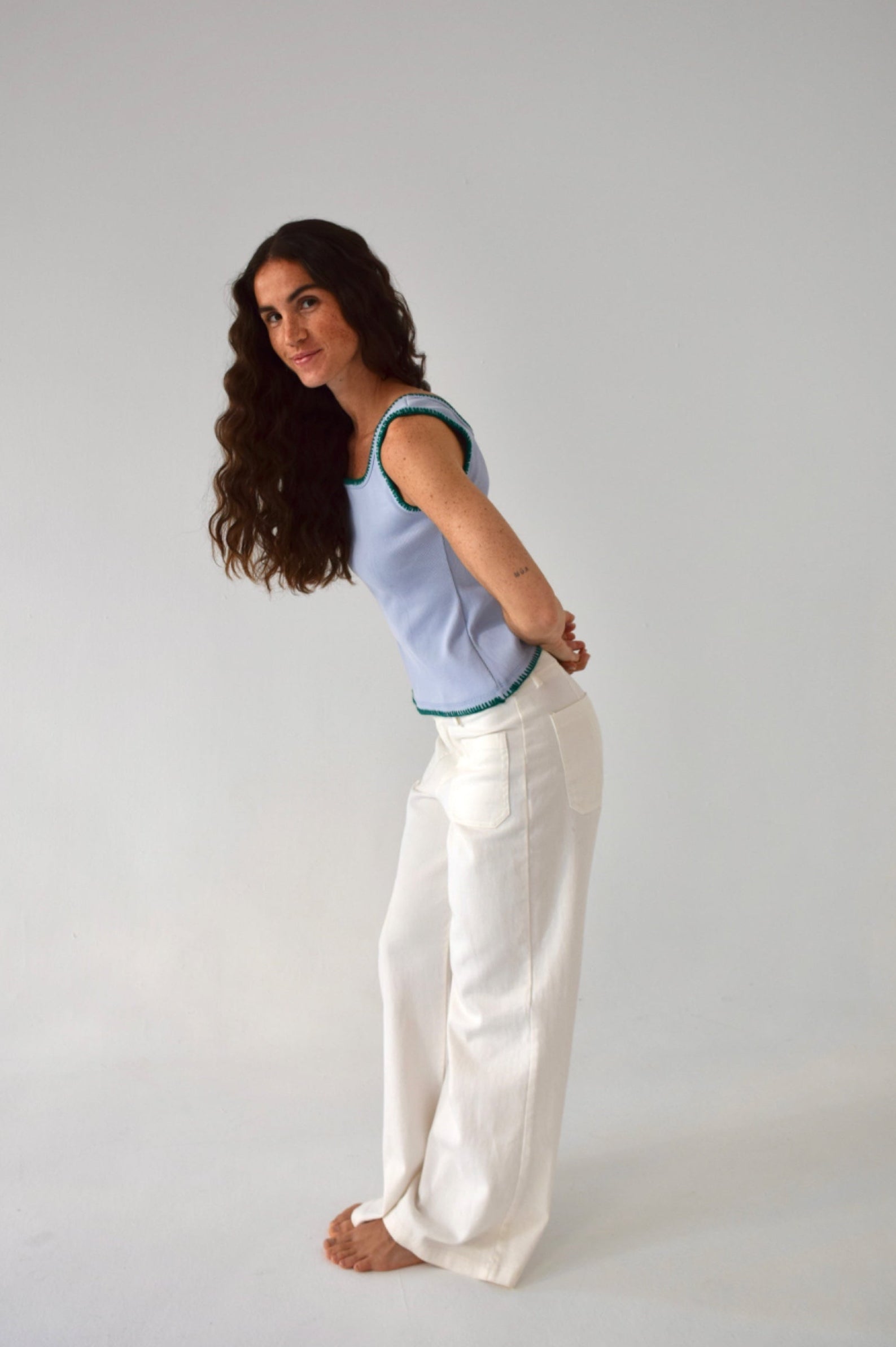 Top Miriam Light Blue and Green