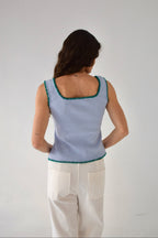 Top Miriam Light Blue and Green