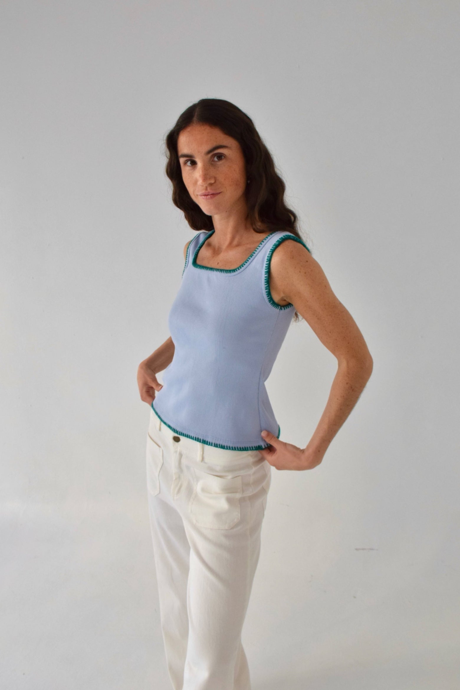 Top Miriam Light Blue and Green
