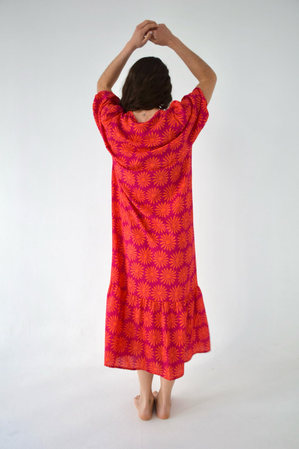 Robe Mica Fleurs Rose