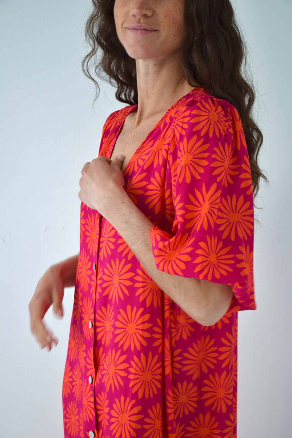 Robe Mica Fleurs Rose