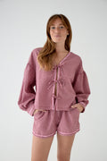 Marta Gingham Blouse Burgundy