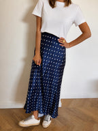 Navy Polka Dot Skirt
