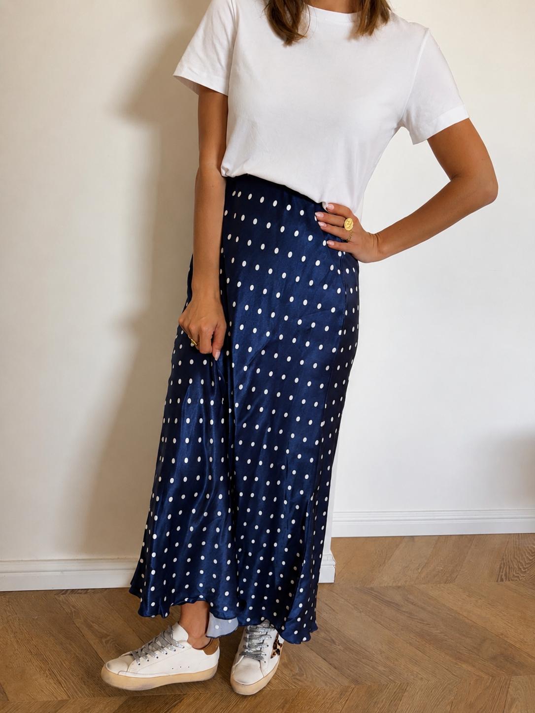 Navy Polka Dot Skirt
