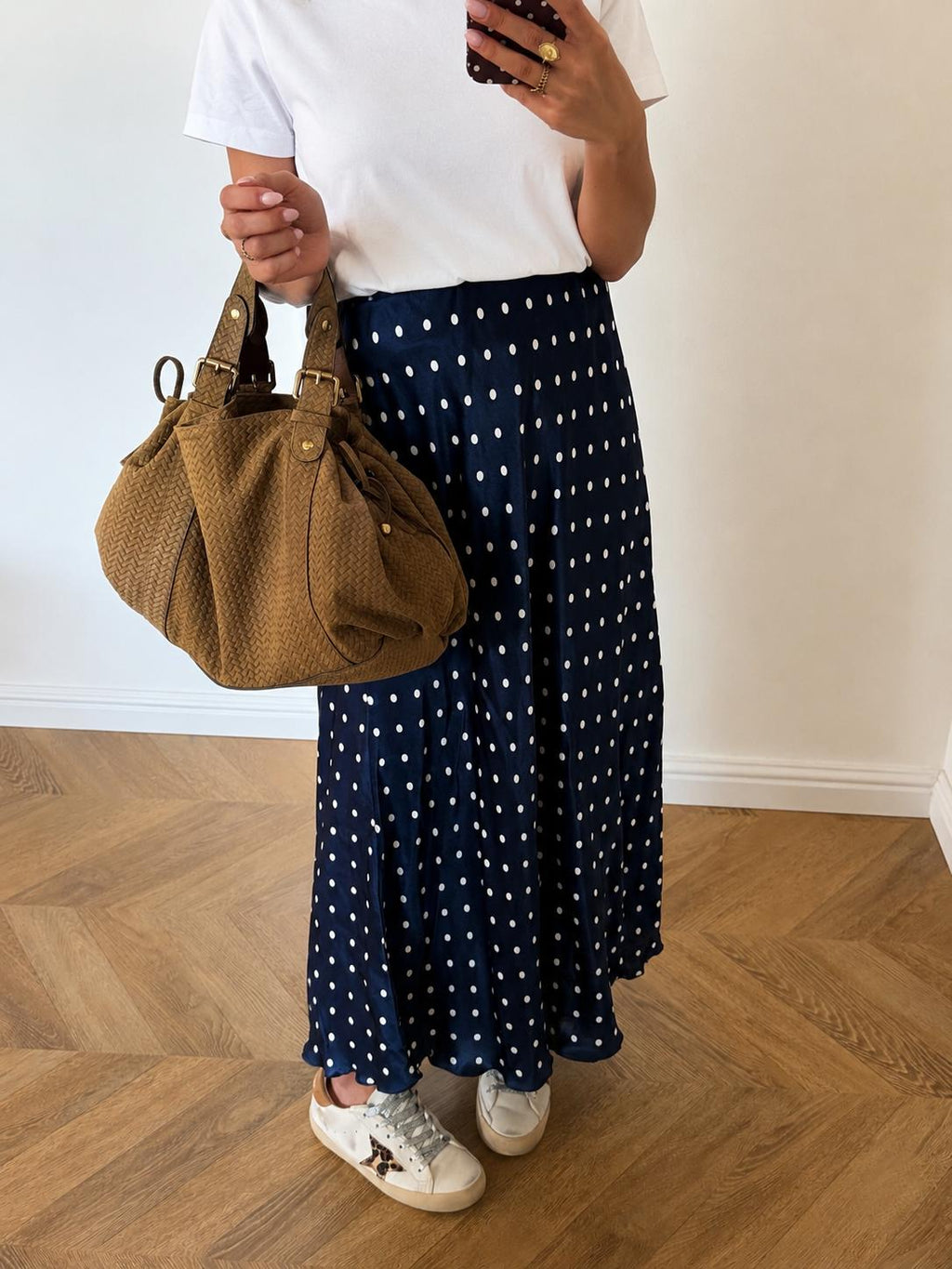 Navy Polka Dot Skirt