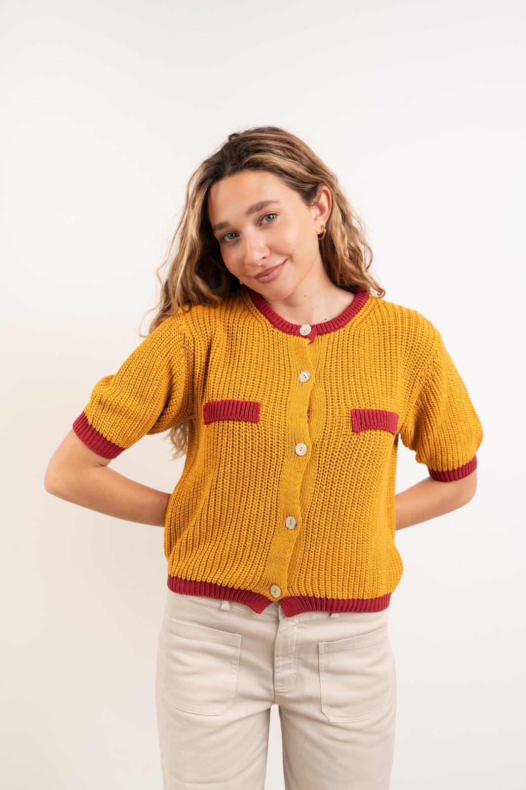 Cardigan En Coton Mia Moutarde