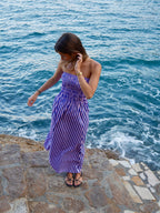 Vestido Emily De Rayas Azul Y Rosa