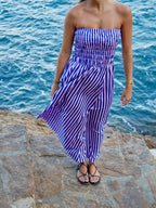 Vestido Emily De Rayas Azul Y Rosa