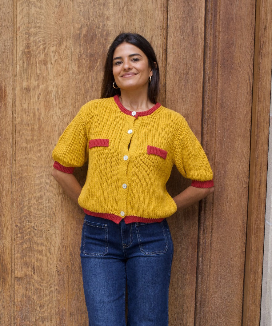 Cardigan En Coton Mia Moutarde