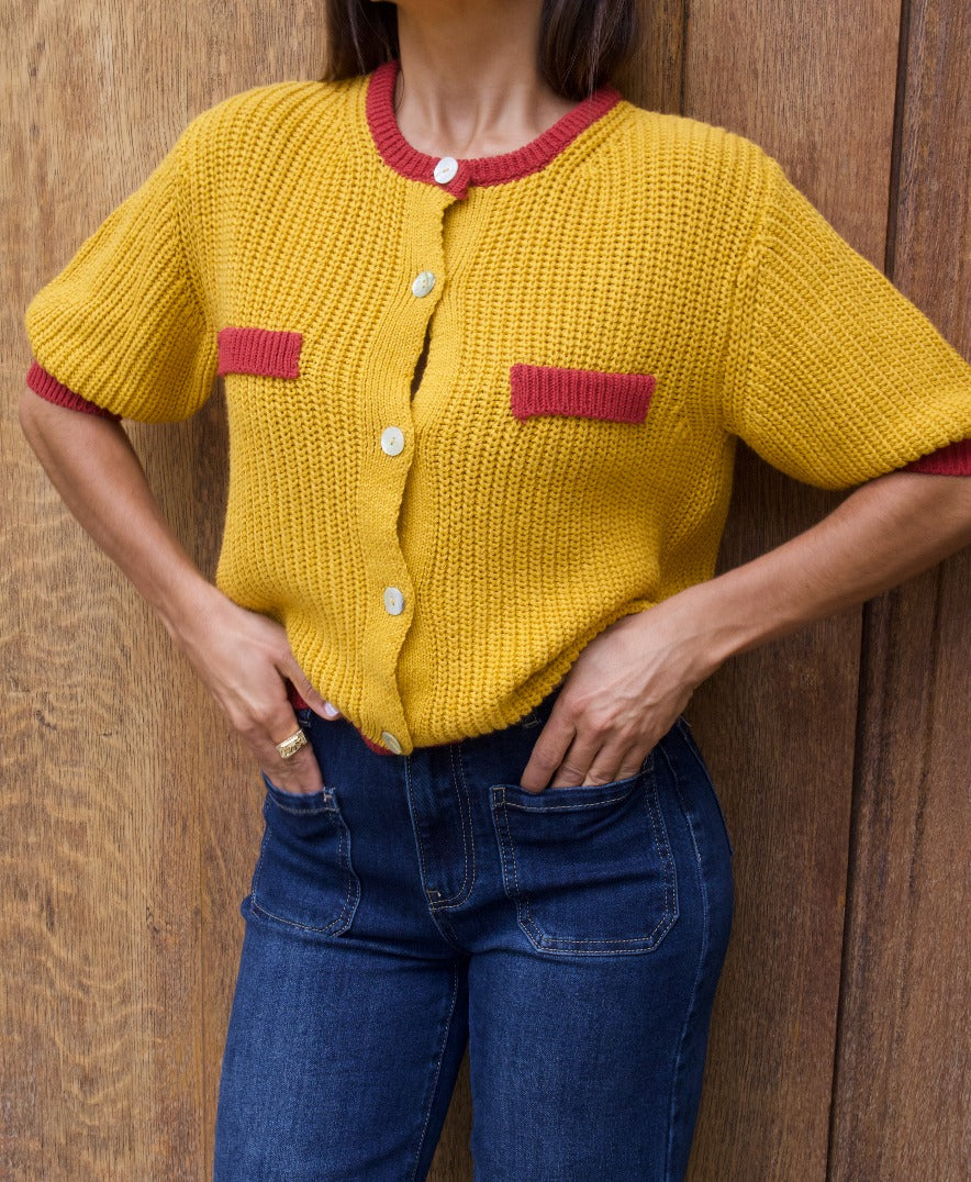Cardigan En Coton Mia Moutarde