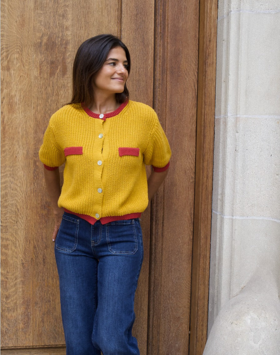Cardigan En Coton Mia Moutarde