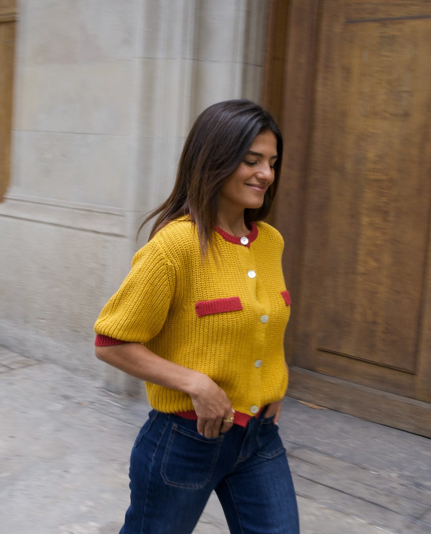 Cardigan En Coton Mia Moutarde