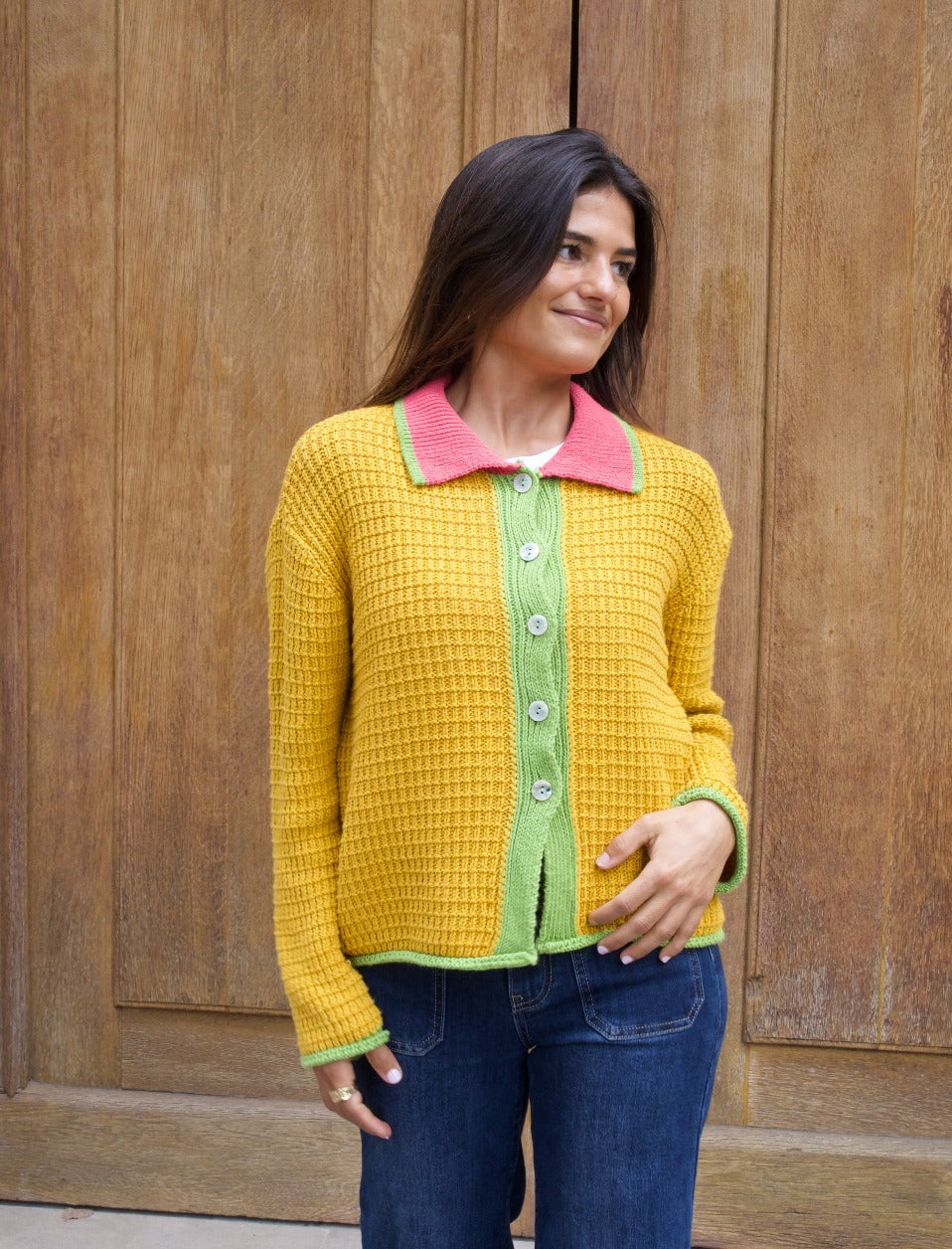 Cardigan Tina Coton Moutarde