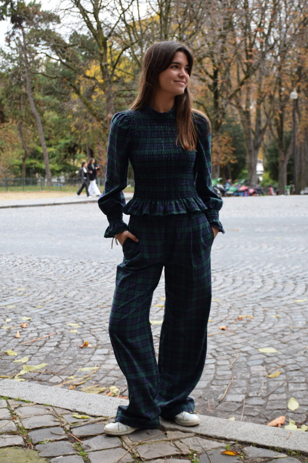 Pantalón Alia verde y azul marino