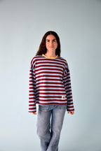 Núria Blue and Burgundy T-Shirt