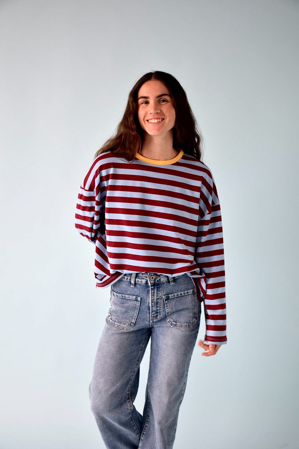 Núria Blue and Burgundy T-Shirt