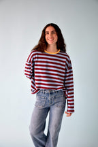 Núria Blue and Burgundy T-Shirt