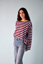 Núria Blue and Burgundy T-Shirt