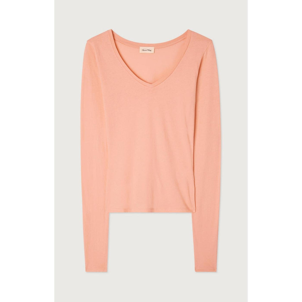T-Shirt Col V - Flamant Rose - Femme