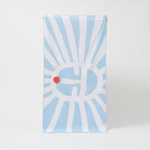 Serviette Microfibre Sun Face - Imprimé Bleu Et Blanc