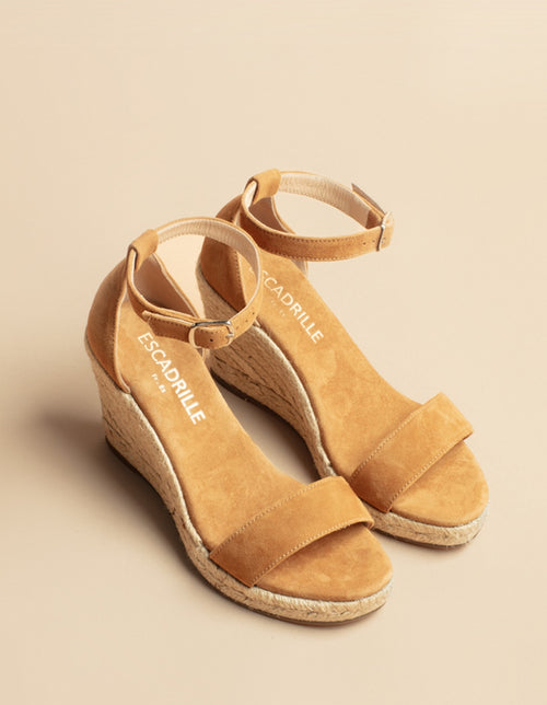 Espadrilles Compensées Lovrecina Cuir Daim Beige - Femme