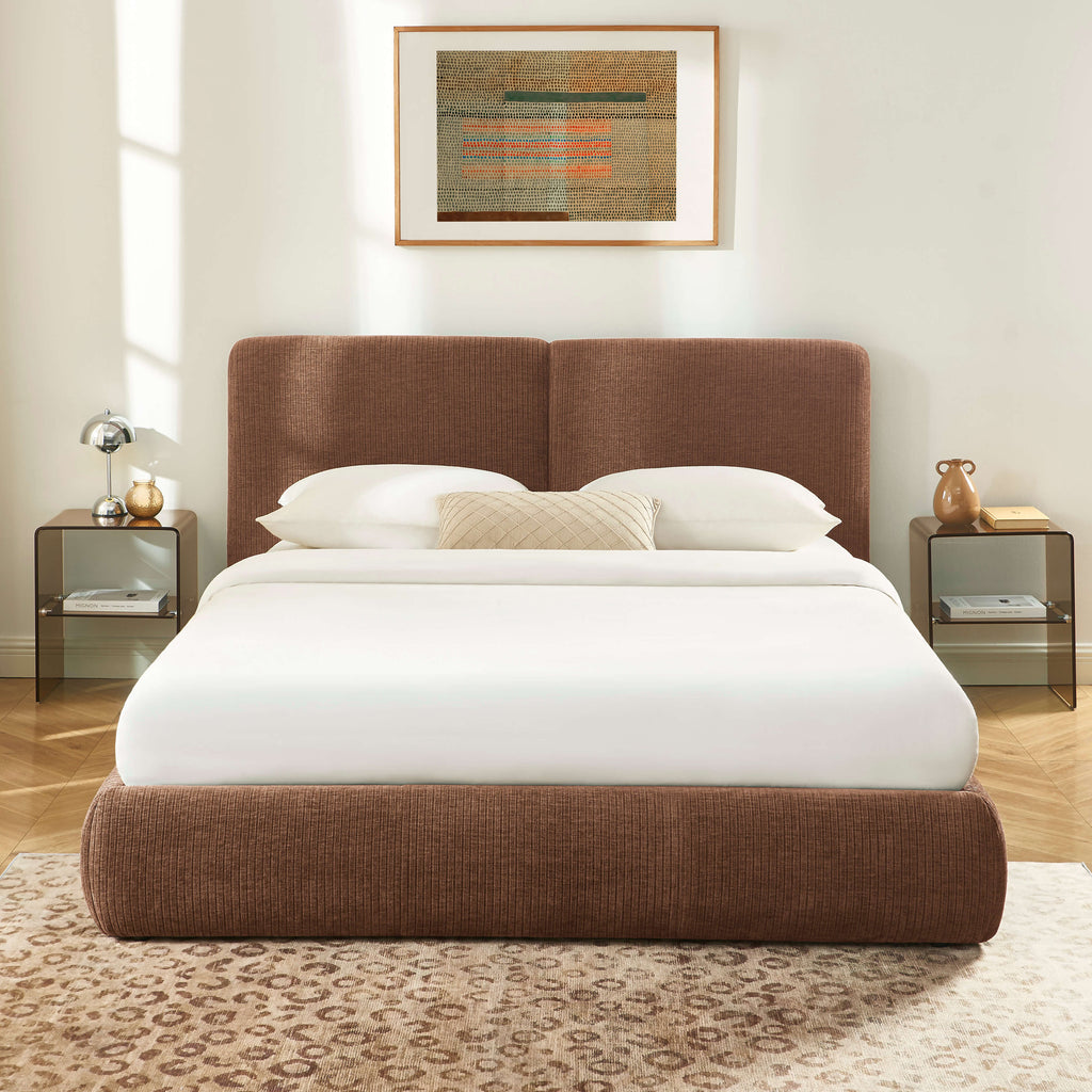 Yoka - Bed - Bouclette - Brown And Black Metal Legs