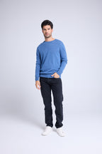 Pull Col Rond Zach - Bleu Jean - Homme