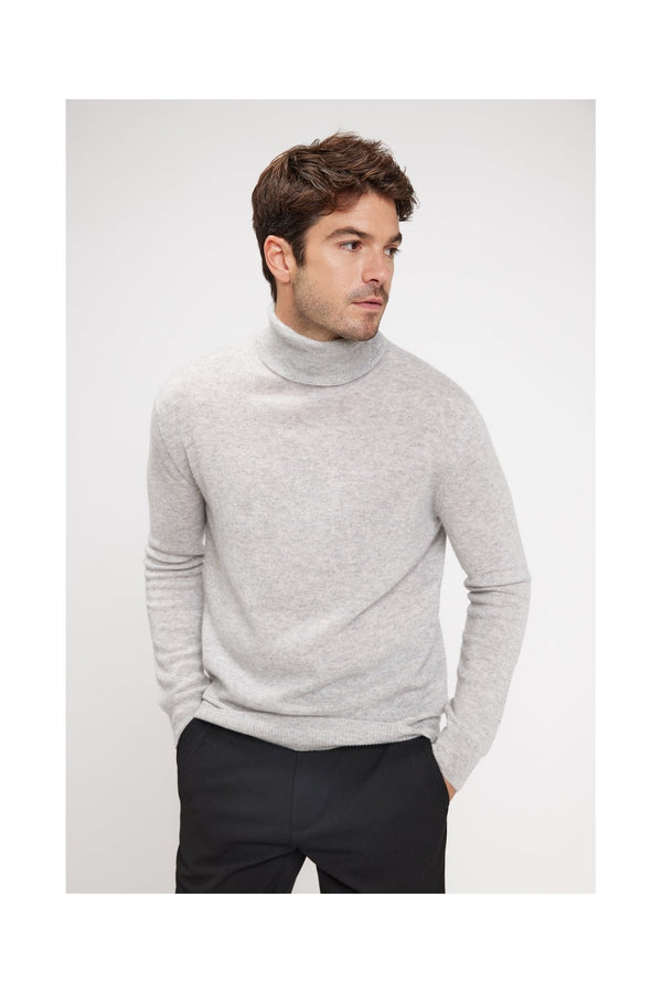 Zach Roll-Neck Jumper - Light Grey - Men