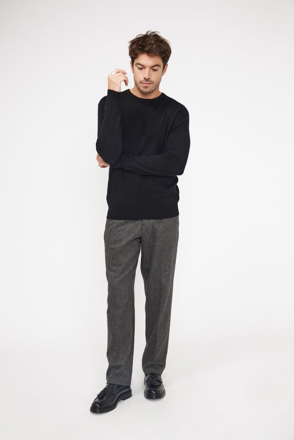 Sweter z okrągłym dekoltem Zach – Czarny – Męski