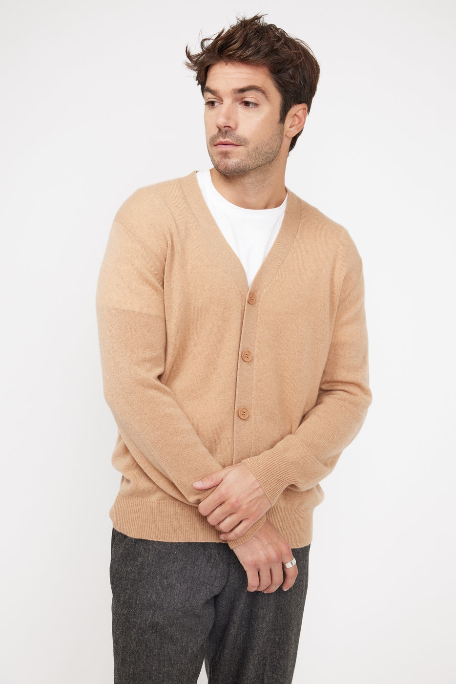 Cardigan med V-udskæring Zael - Beige