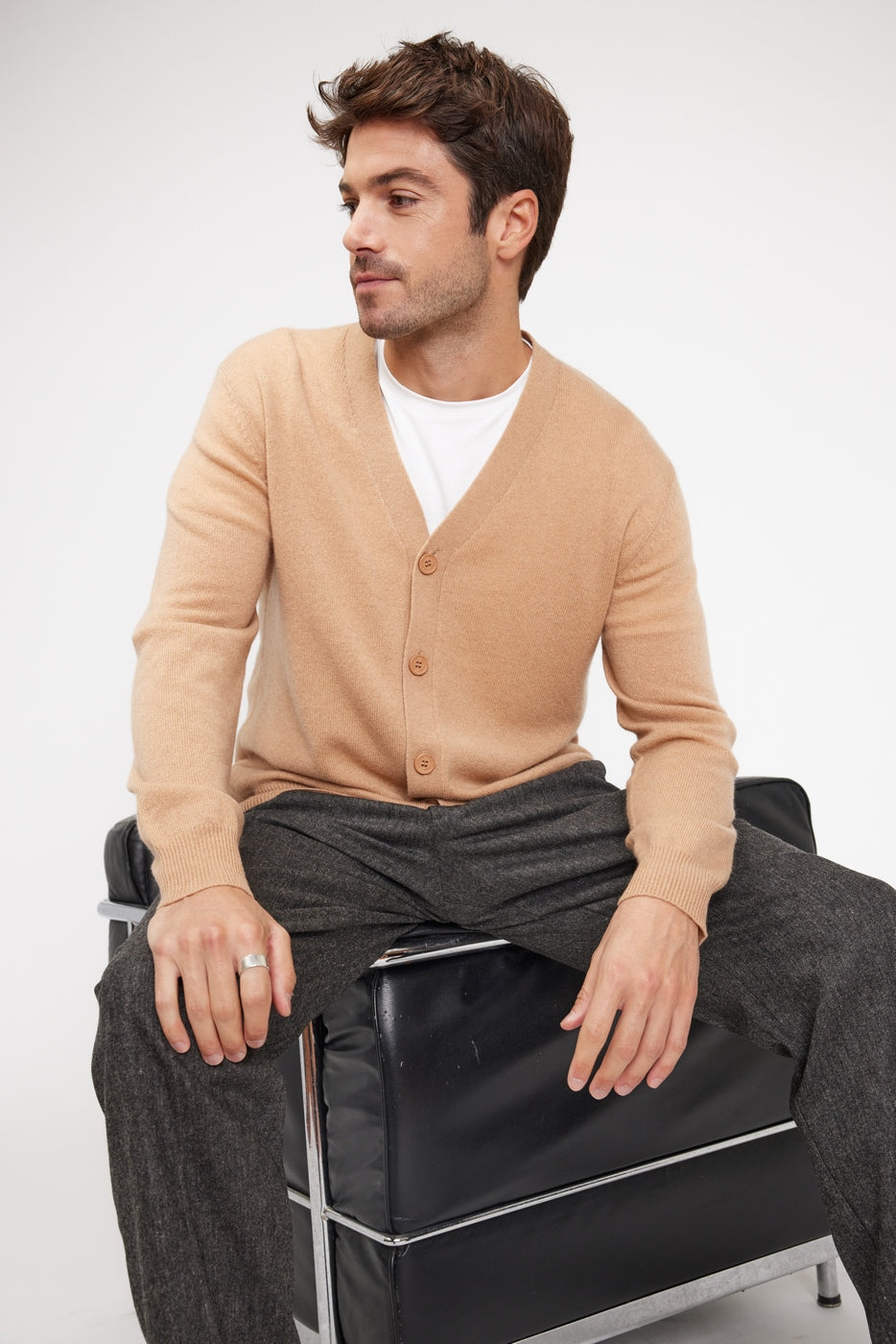 Cardigan med V-udskæring Zael - Beige