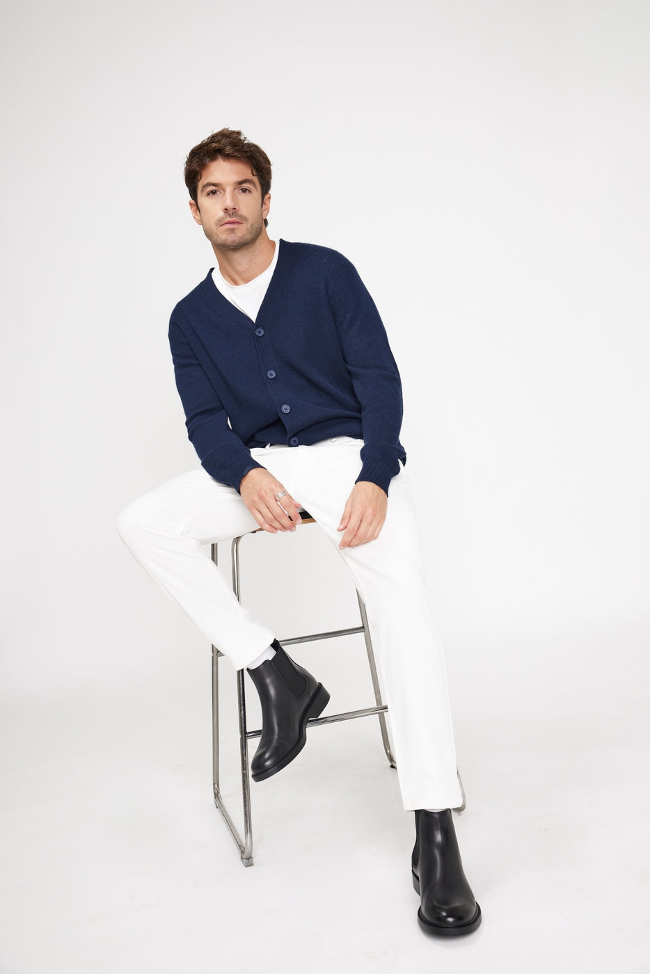 V-Hals Cardigan Zael - Marineblå - Herre