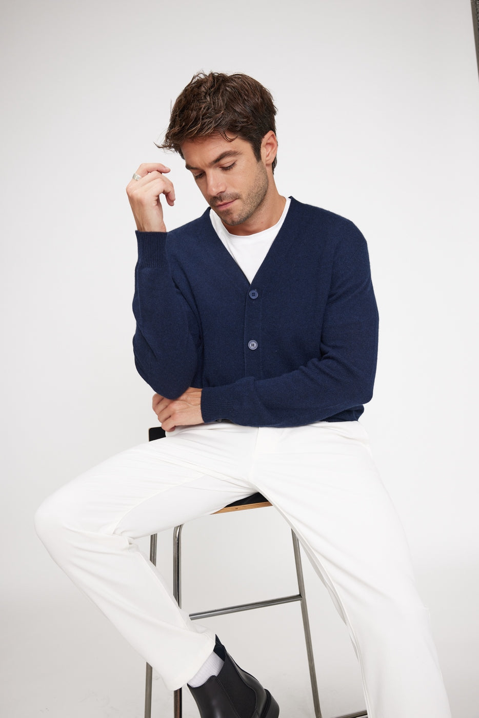 V-Hals Cardigan Zael - Marineblå - Herre