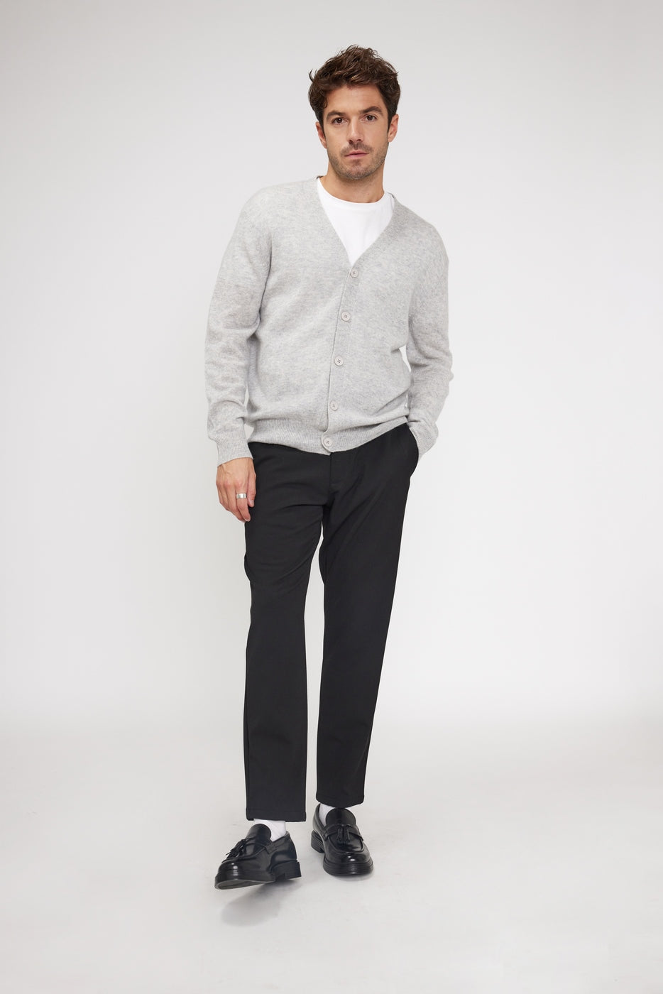 Cardigan Col V Zael - Gris Clair