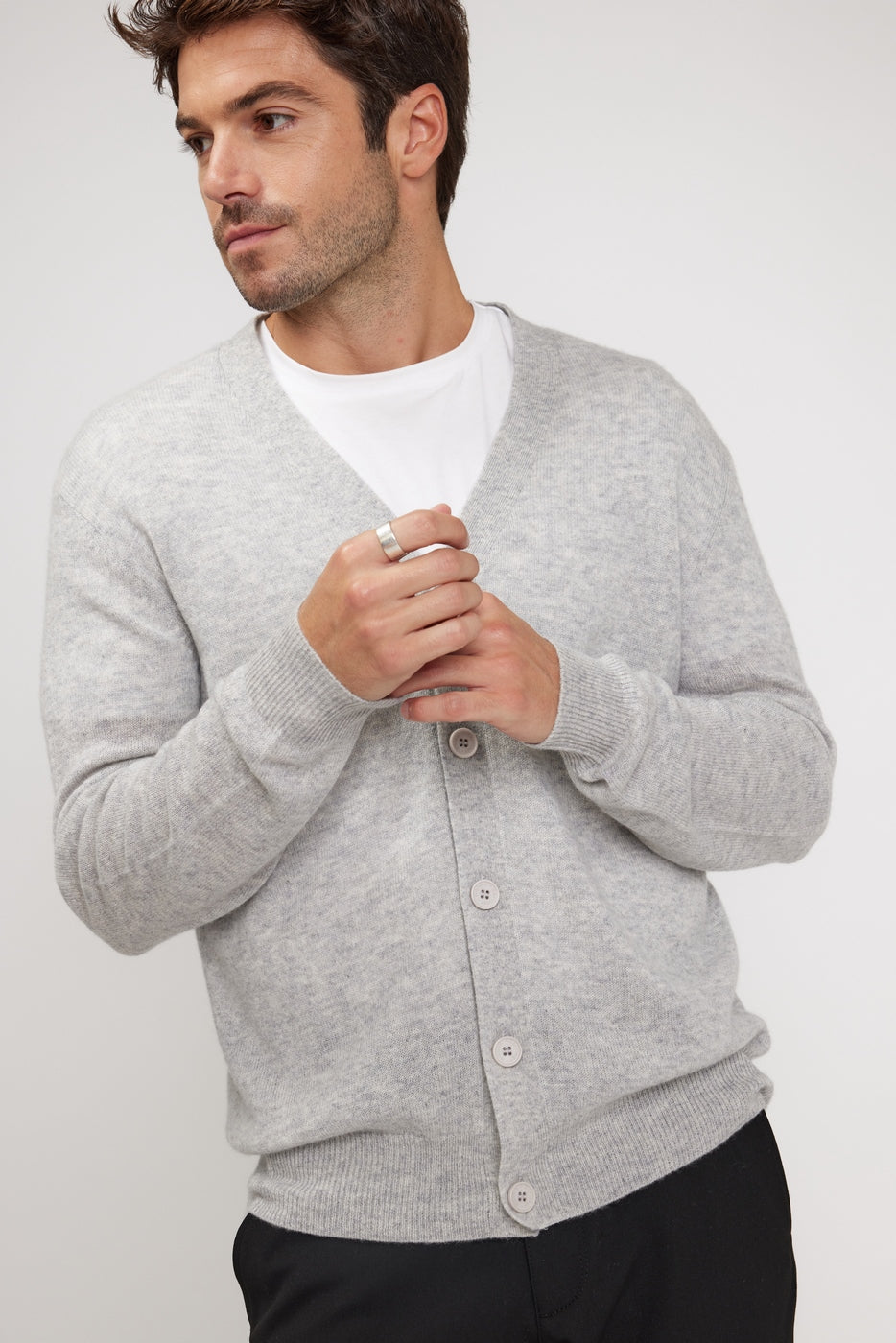 Cardigan Col V Zael - Gris Clair