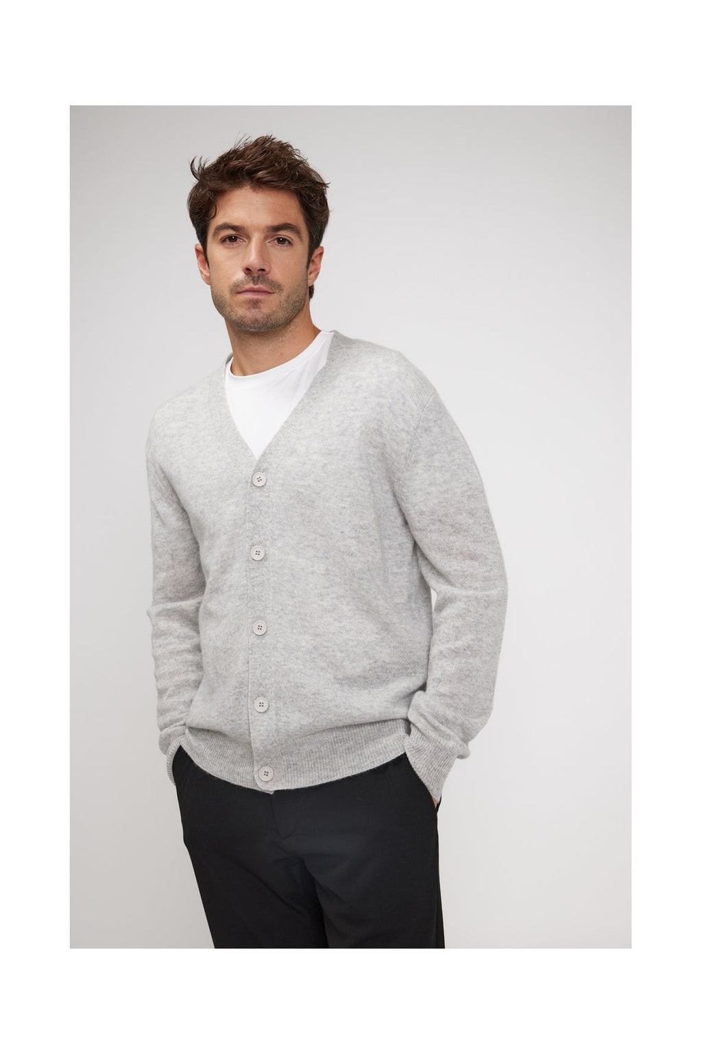 Cardigan Col V Zael - Gris Clair