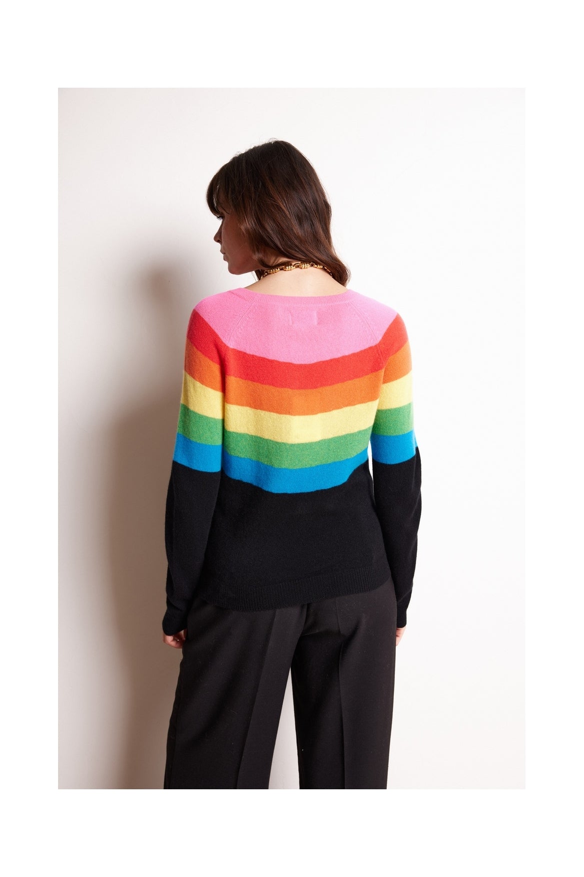 Pull Col Rond Crew Neck Half Rainbow Zair - Noir - Femme