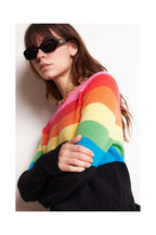 Pull Col Rond Crew Neck Half Rainbow Zair - Noir - Femme
