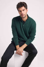 Pull Col Zippe Montant Zalman - Vert Bouteille - Homme