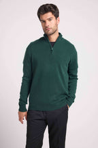 Pull Col Zippe Montant Zalman - Vert Bouteille - Homme