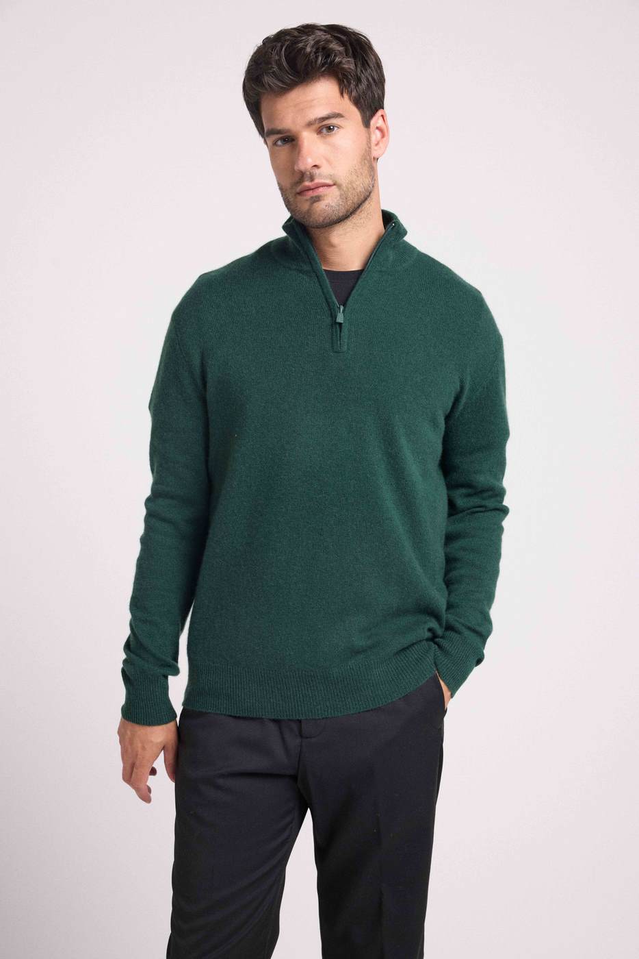 Pull Col Zippe Montant Zalman - Vert Bouteille - Homme