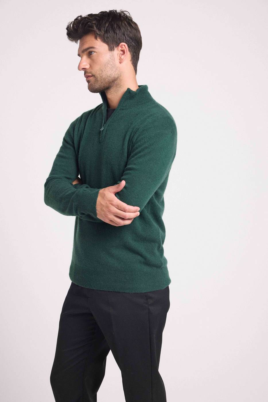 Pull Col Zippe Montant Zalman - Vert Bouteille - Homme