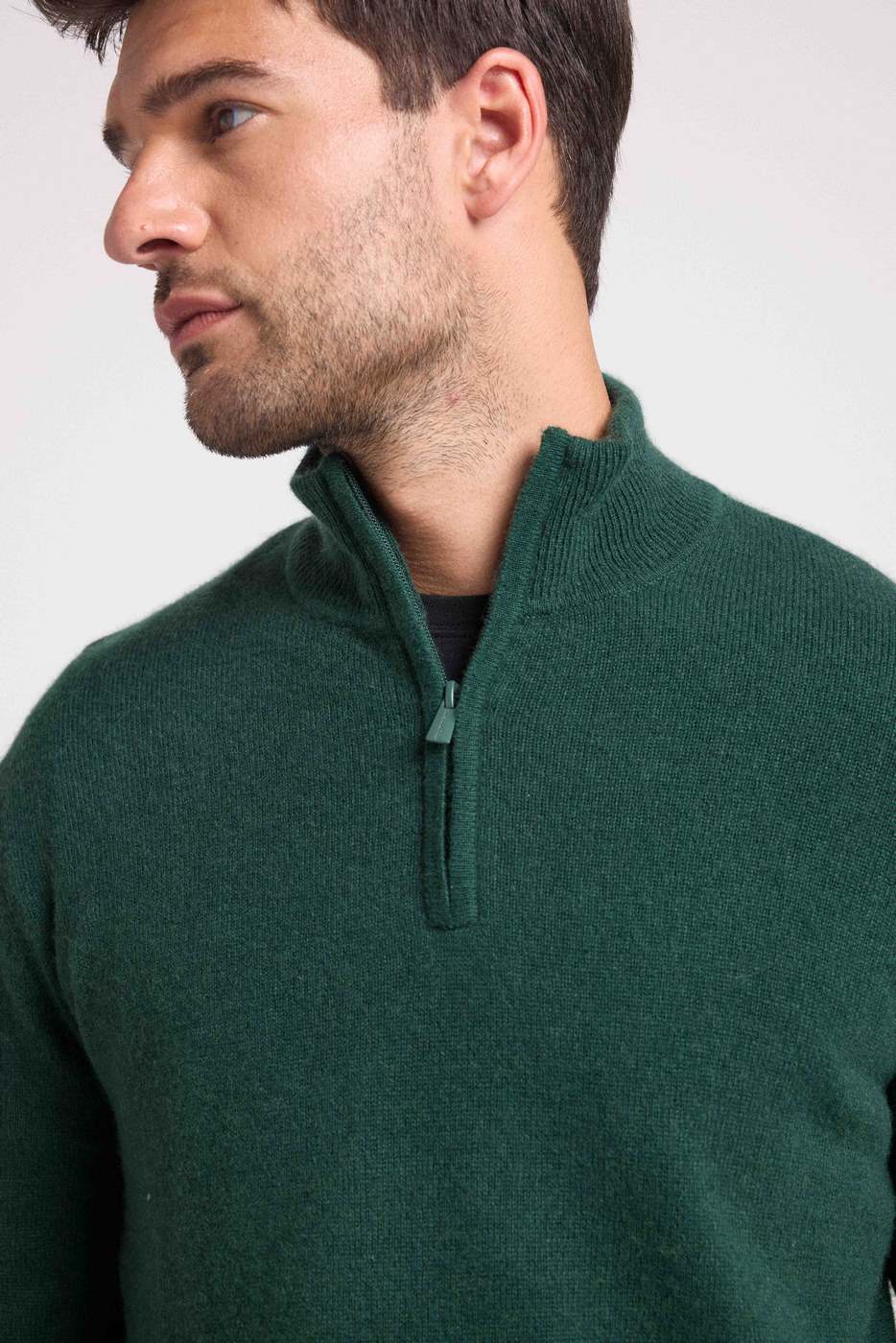Pull Col Zippe Montant Zalman - Vert Bouteille - Homme