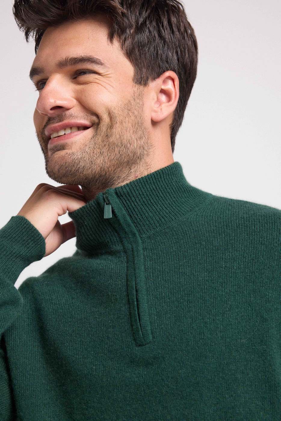 Pull Col Zippe Montant Zalman - Vert Bouteille - Homme